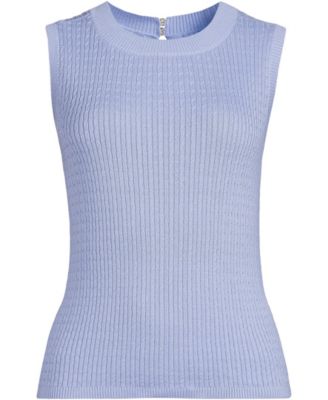 Women's Fine Gauge Baby Cable Crew Neck Sleeveless Sweater - Set Top