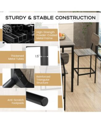 5 Pieces Dining Table Set with Counter Height Table and 4 Bar Stools
