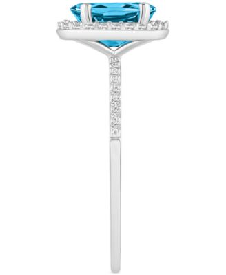 Blue Topaz (1-3/5 ct. t.w.) & Lab Created White Sapphire (1/5 ct. t.w.) Oval Halo Ring in 10k White Gold (Also in Additional Gemstones)
