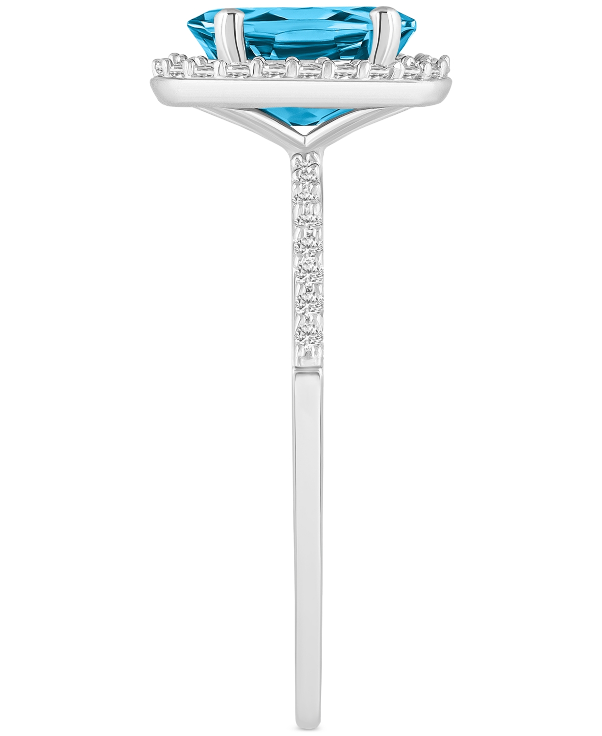 Shop Macy's Blue Topaz (1-3/5 Ct. T.w.) & Lab Created White Sapphire (1/5 Ct. T.w.) Oval Halo Ring In 10k White  In Blue Topaz,white Gold
