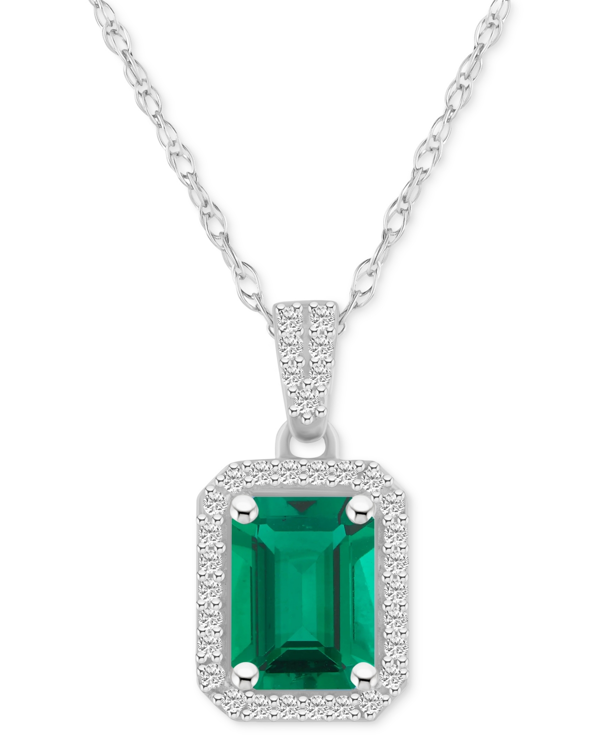 MACY'S BLUE TOPAZ (2 CT. T.W.) & LAB CREATED WHITE SAPPHIRE (1/5 CT. T.W.) RECTANGLE PENDANT NECKLACE IN 10 