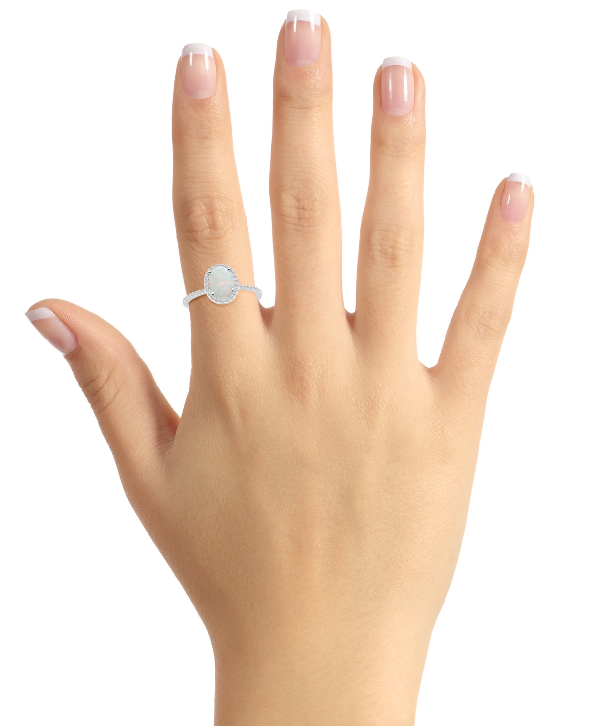 Macy's Lab-created Ruby (1-1/4 Ct. T.w.) & Lab-created White Sapphire (1/5 Ct. T.w.) Halo Ring In 10k White In Opal,white Gold