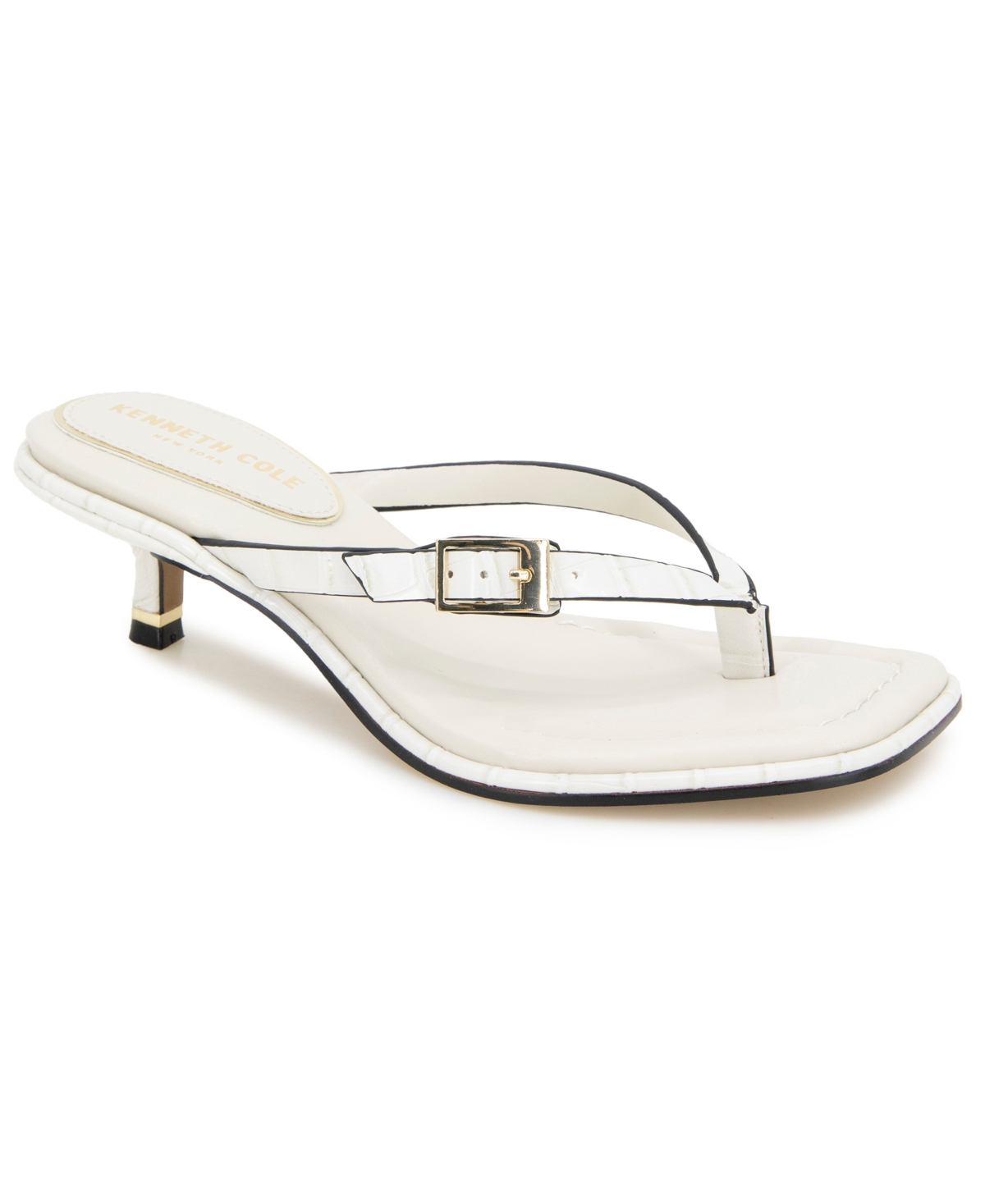 Kenneth Cole New York Women's Gillie Kitten Heel Sandals In Cream Croco