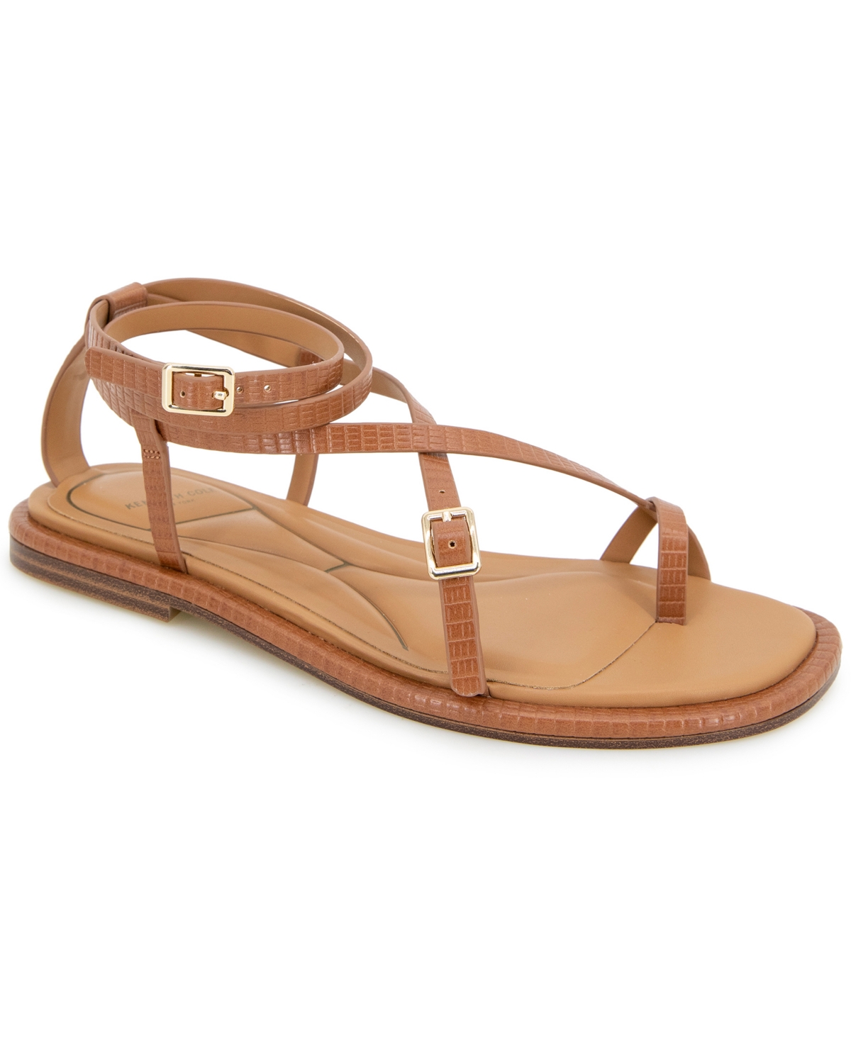 Kenneth Cole New York Women's Paros Square Toe Flat Sandals In Tan