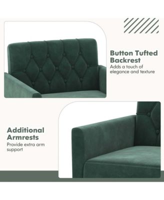 1 Count Modern Velvet Accent Chair with Button Tufted Back Golden Metal Legs & Foot Pads