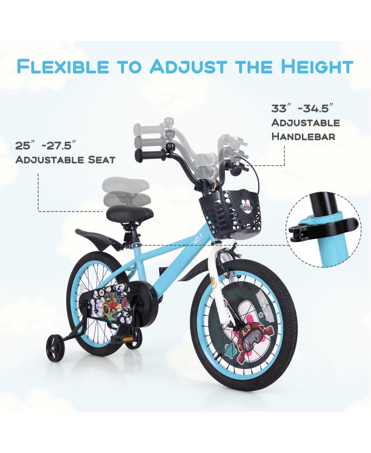 Kids Bike with Adjustable Handlebar and Saddle Perfect Bicycle for Children Aged 4-8 Years Old