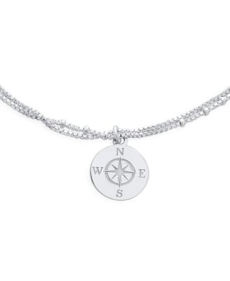 Nautical Compass Anklet Ankle Bracelet Sterling Silver 9-10 Inch