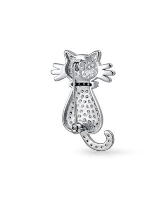 Cute Animal Lover CZ Kitty Cat Brooche Pin Cubic Zirconia