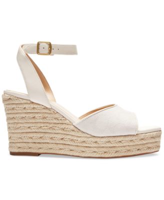Signature C Canvas Open-Toe Espadrille Wedge Sandals