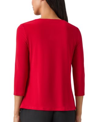 Women's 3/4 Sleeve Knot Front Jersey Top