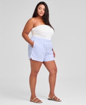 Trendy Plus Size High-Rise Boxer Shorts, Exclusively at Macy's 