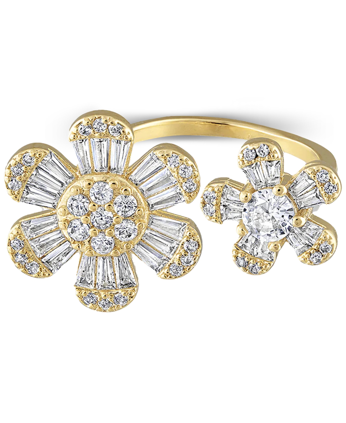Shop Ben Oni Metal Tone Over Copper Cubic Zirconia Flower Adjustable Ring In Gold