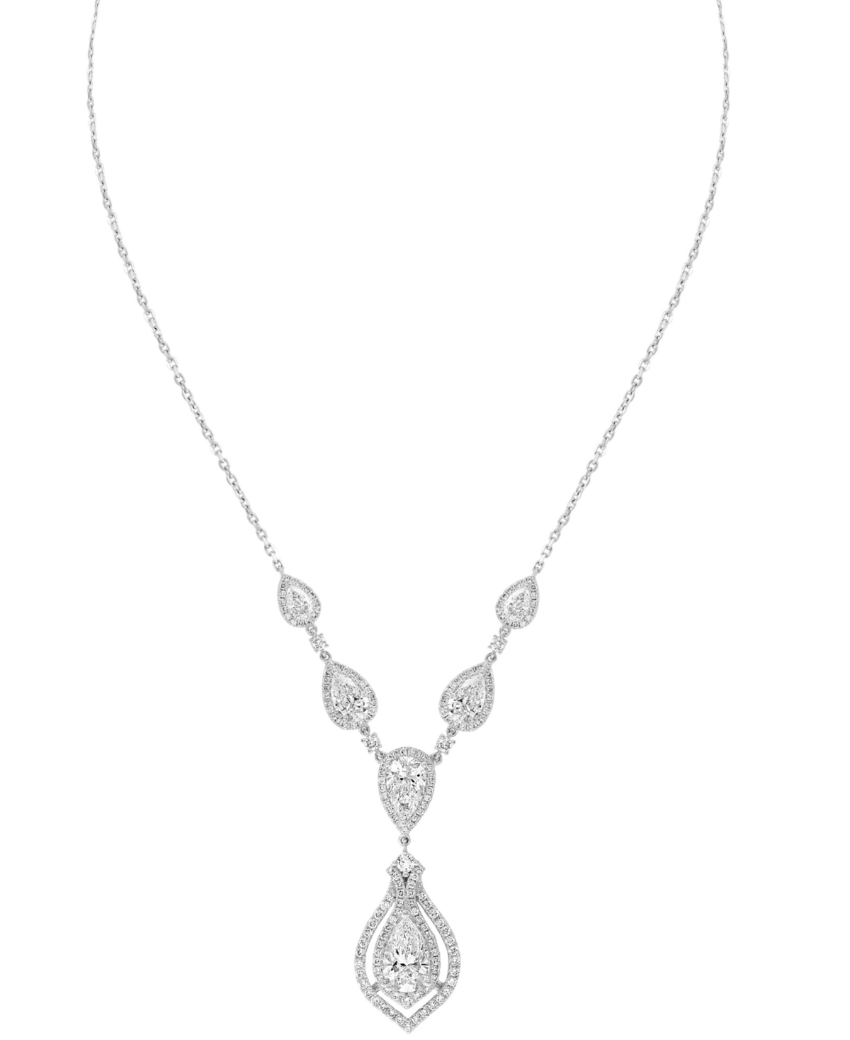 EFFY COLLECTION EFFY LAB GROWN DIAMOND PEAR & ROUND FANCY 18" COLLAR NECKLACE (6-1/2 CT. T.W.) IN 14K WHITE GOLD 