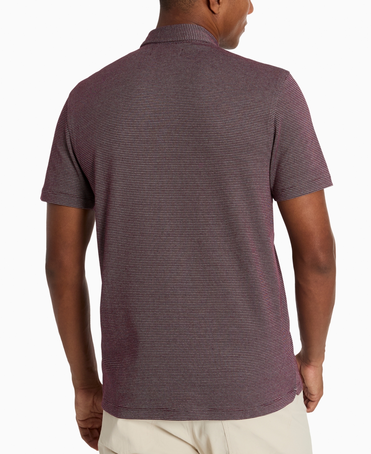 Kenneth Cole Men's Slim-fit Two-toned Textured-knit Polo Shirt In Mulberry Mix
