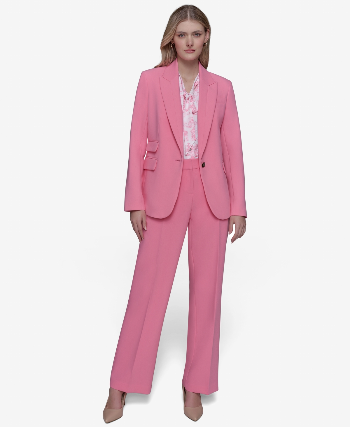 Karl Lagerfeld Women's Single-button Blazer In Pink Sherbert