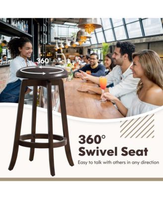 29" Counter Height Stools Set of 2 with 360° Swivel Round Seat & Footrest