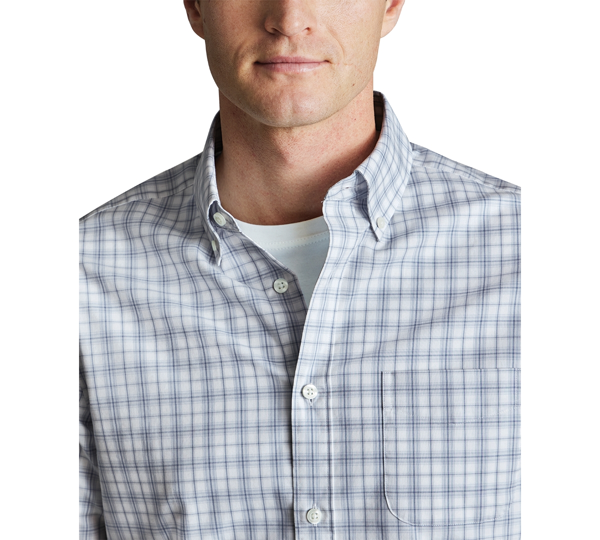 CHARLES TYRWHITT MEN'S SLIM FIT LONG SLEEVE CHECK BUTTON-DOWN SHIRT 