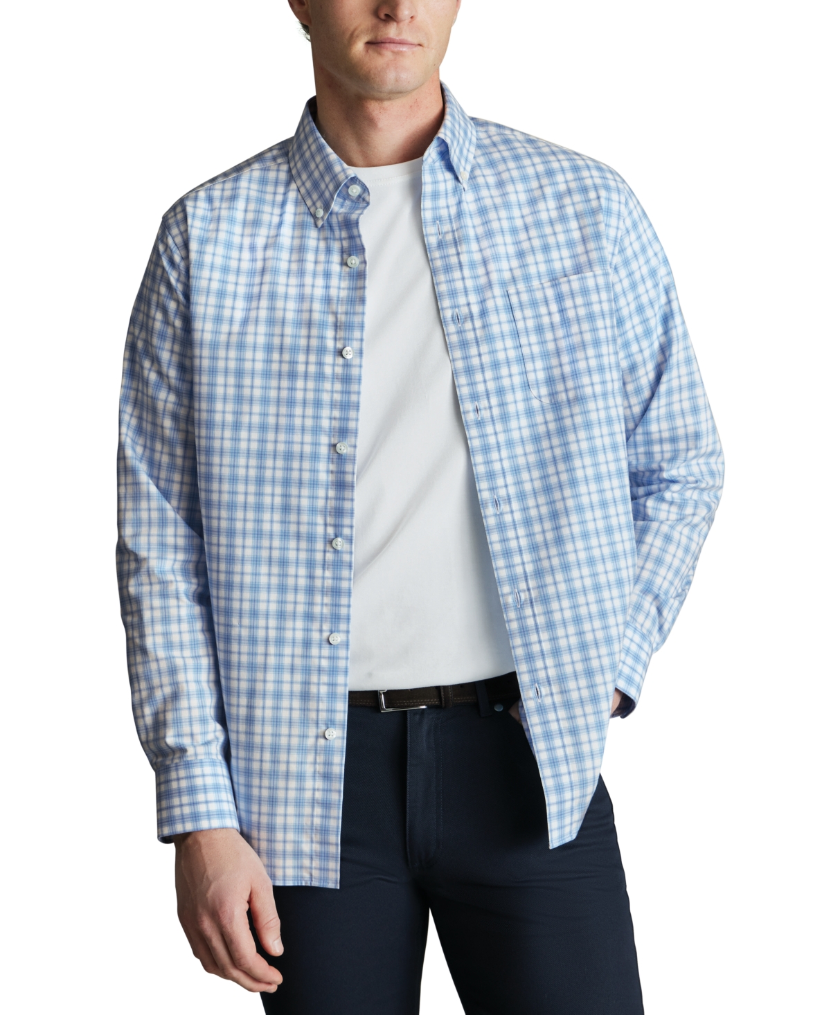 Charles Tyrwhitt Men's Slim Fit Long Sleeve Tattersall Button-down Shirt