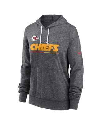Women's Heather Charcoal Kansas City Chiefs Team Spirit Gym Vintage Lightweight Hoodie Top