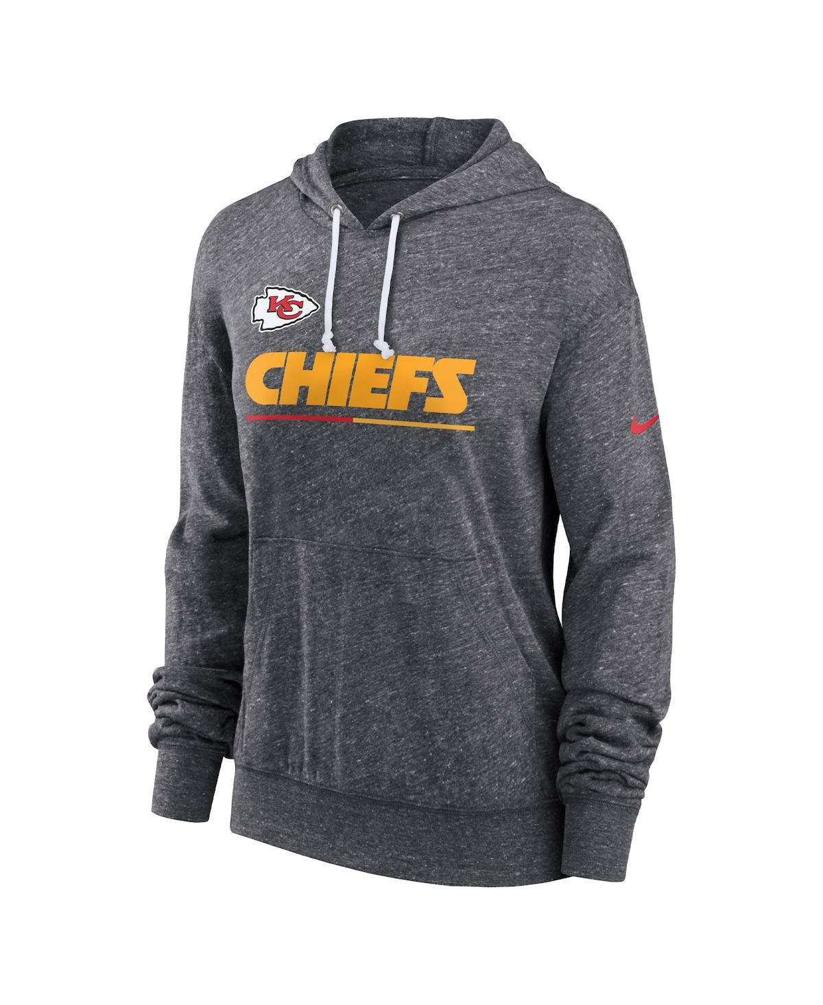 Nike Women's Heather Charcoal Kansas City Chiefs Team Spirit Gym Vintage Lightweight Hoodie Top In Heather Charcoal
