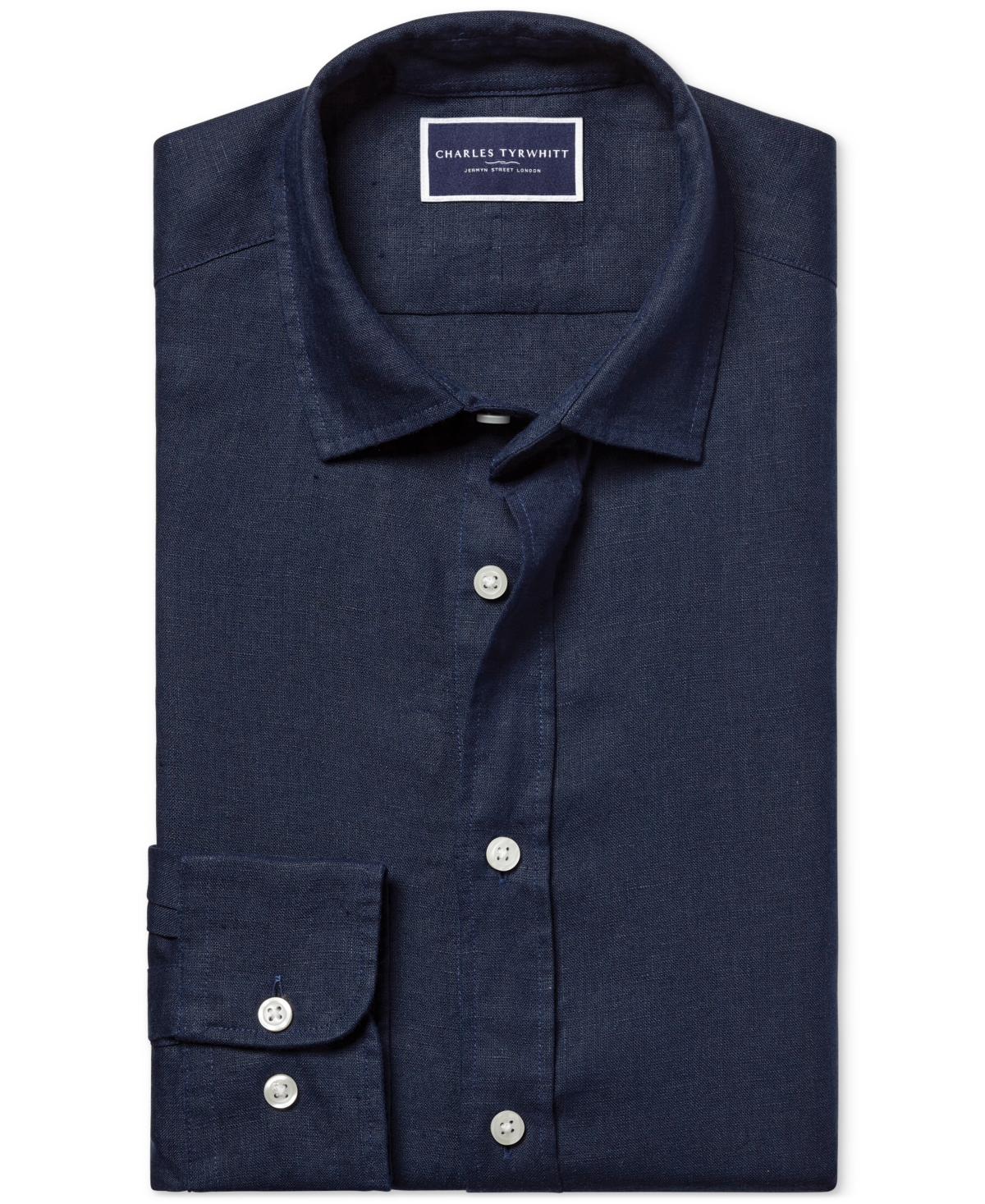 CHARLES TYRWHITT MEN'S SLIM FIT LONG SLEEVE LINEN BUTTON-FRONT SHIRT 