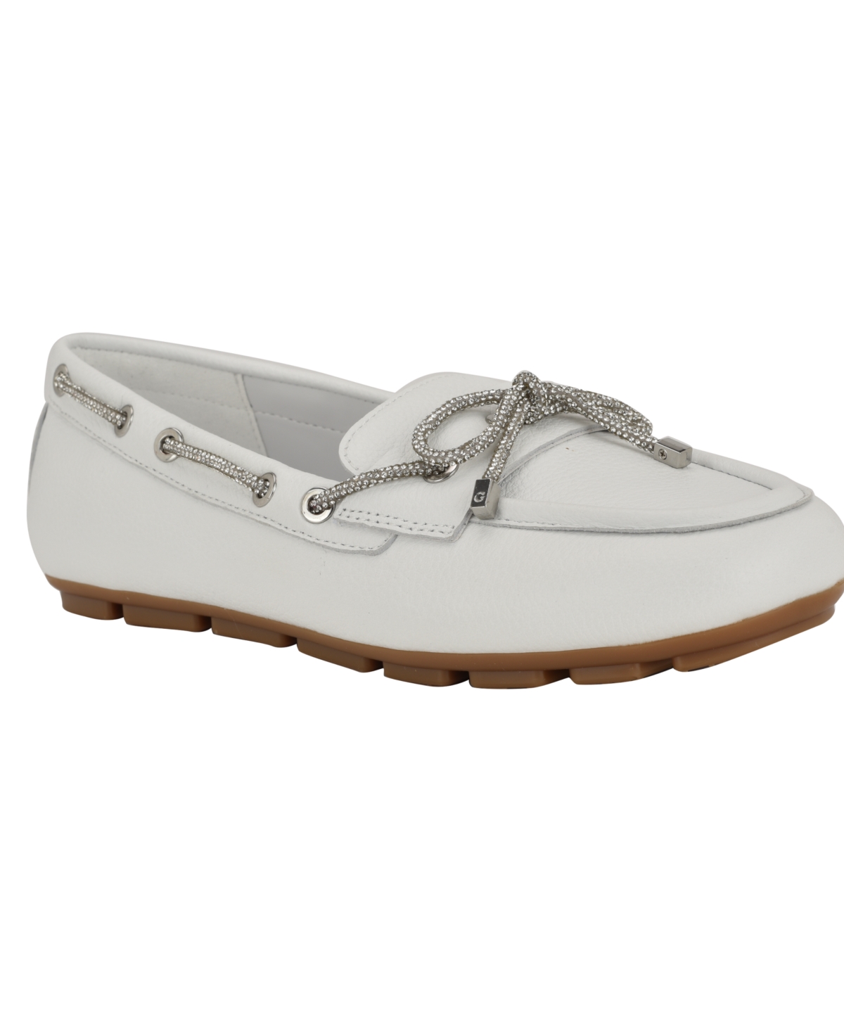 Guess Lavonta Boat Shoe In White Leather