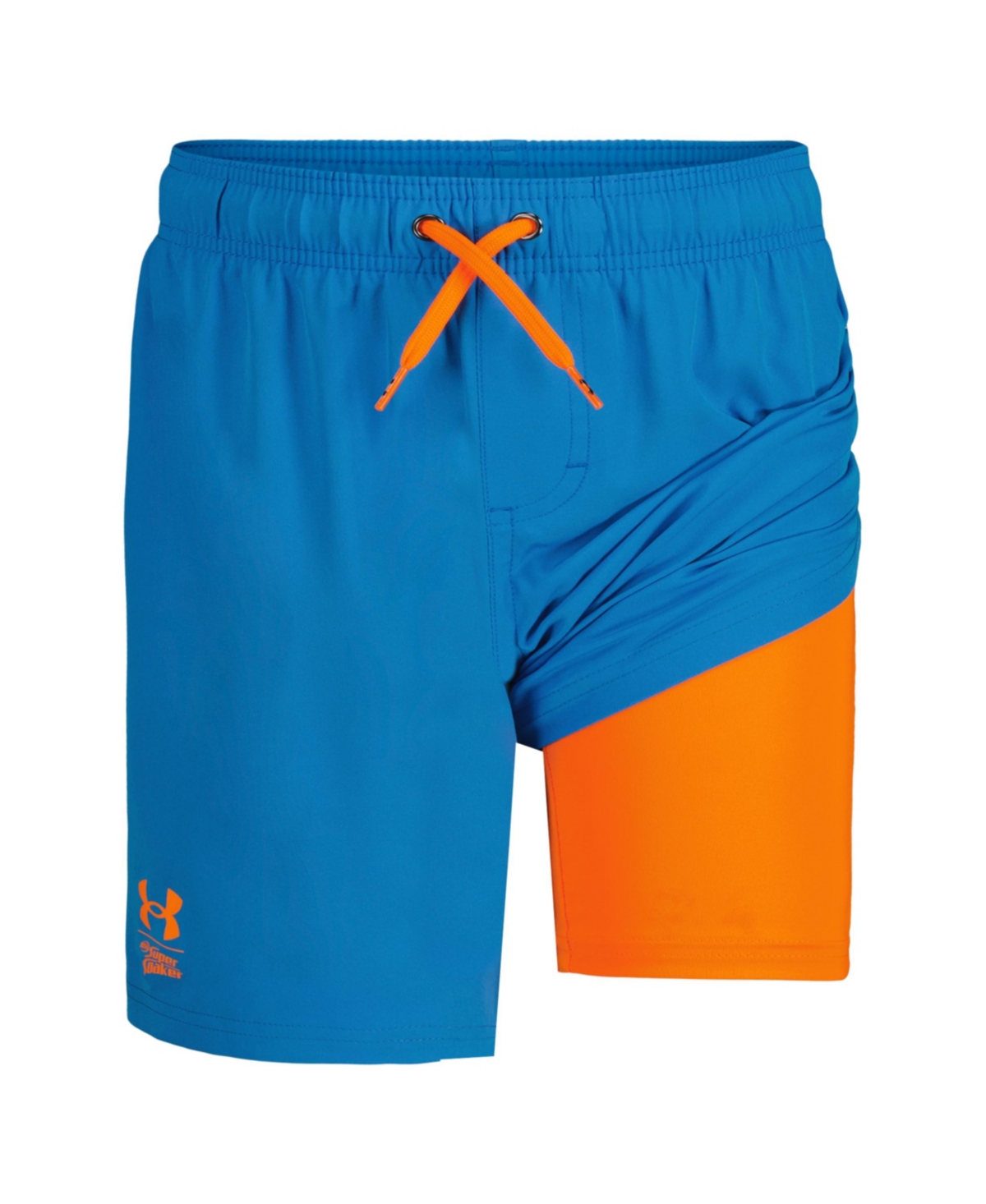 Under Armour Big Boys 2-in-1 Compression Printed Volley Shorts In Electric Blue