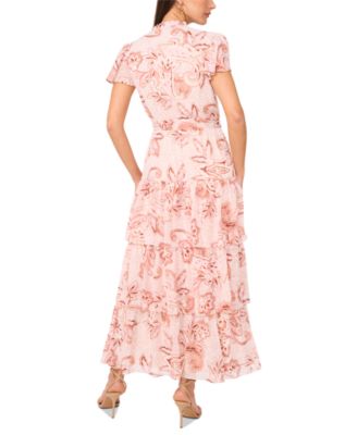 Sam & Jess Women's Tiered Floral Flutter-Sleeve Maxi Dress