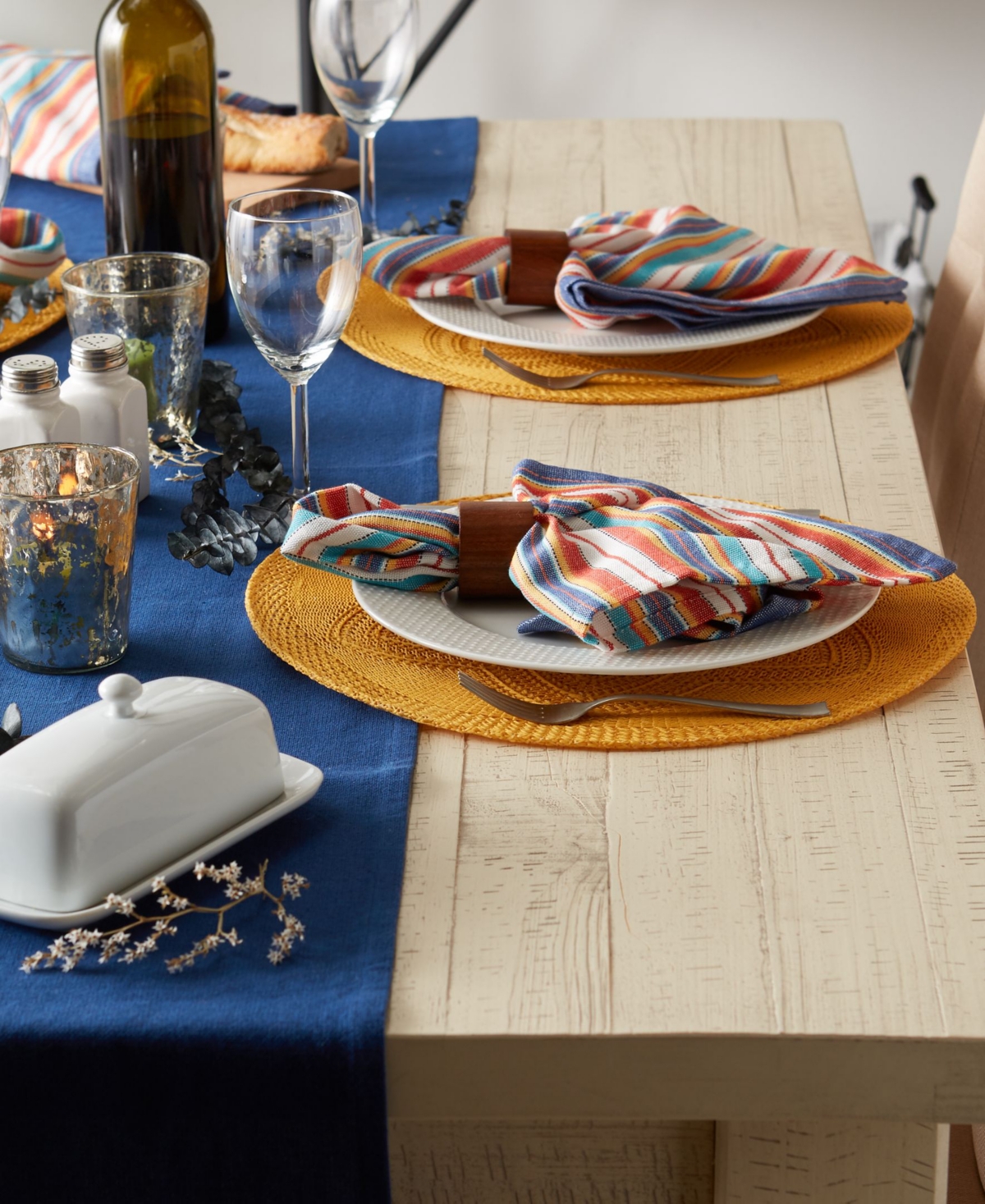 Design Imports Floral Woven Round Placemat, Set Of 6