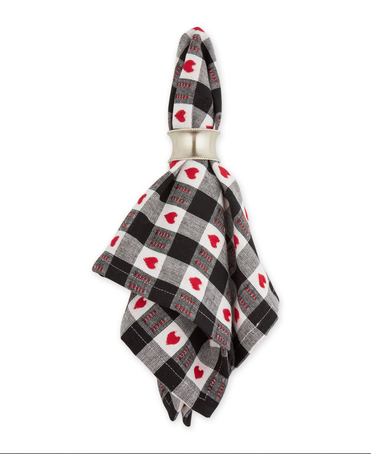 Design Imports Valentine's Day Napkin, Set Of 6 In Dobby Hearts Check