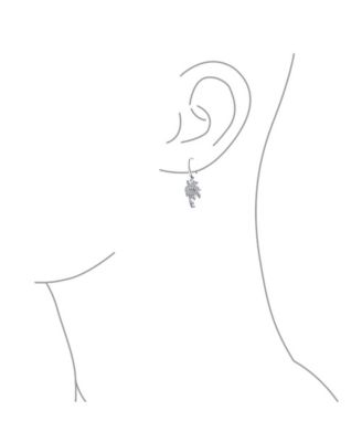 Nautical Beach CZ Palm Tree Dangle Chandelier Earrings in Sterling Silver