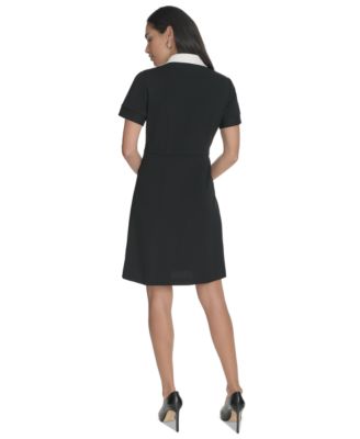 Women's Short-Sleeve A-Line Scuba Shirtdress