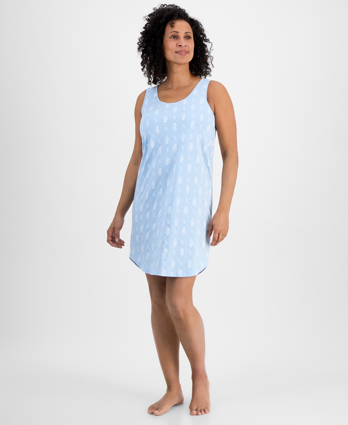 Women's Printed Jersey Tank Sleepshirt, Exclusively at Macy's - Blossom Bl