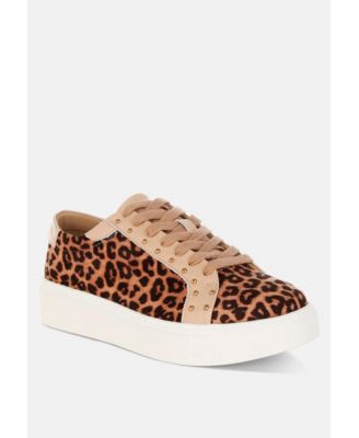 Womens Flippin Studded Leopard Print Chunky Sneakers