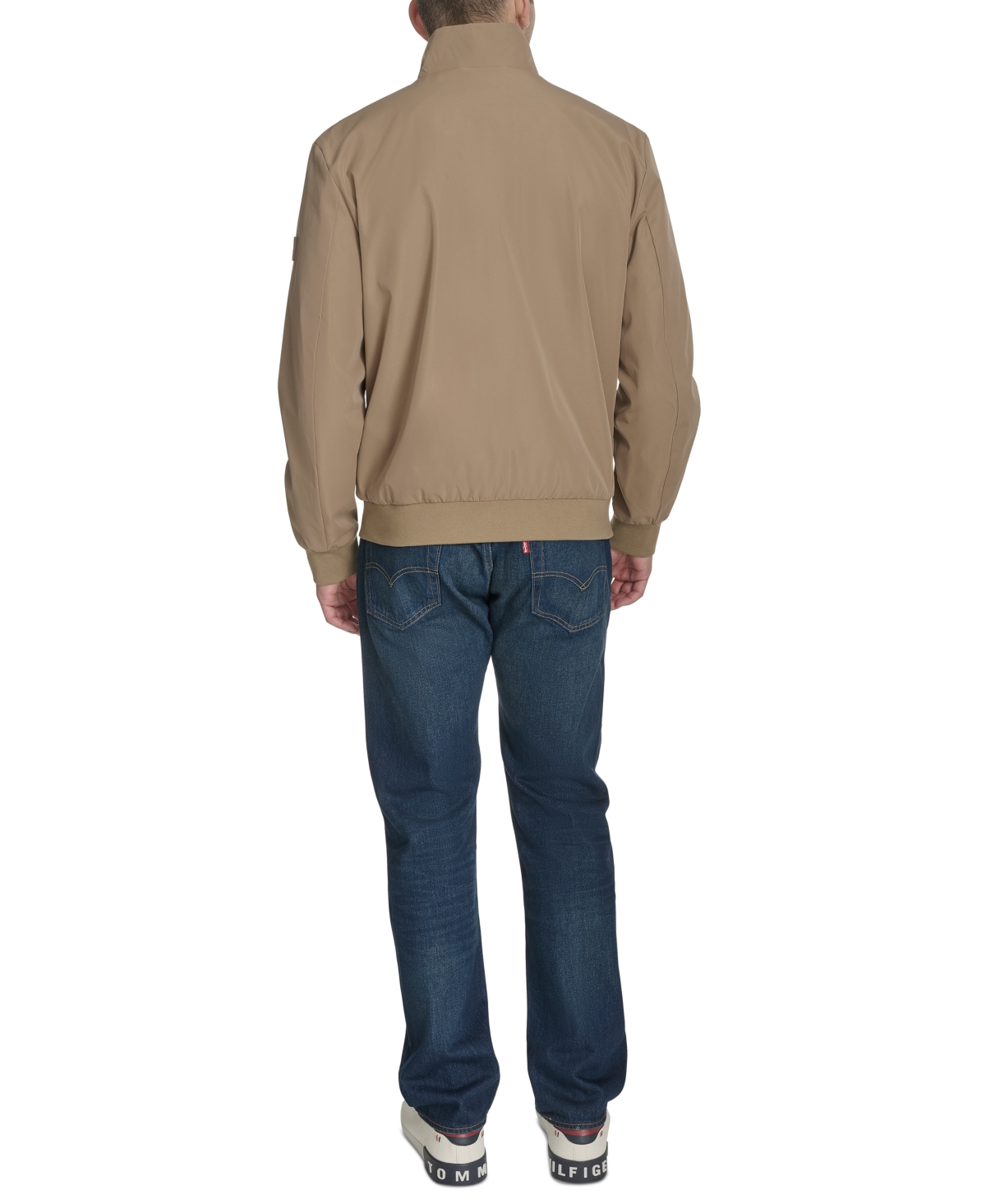 Shop Tommy Hilfiger Men's Tech Bomber Jacket In Khaki