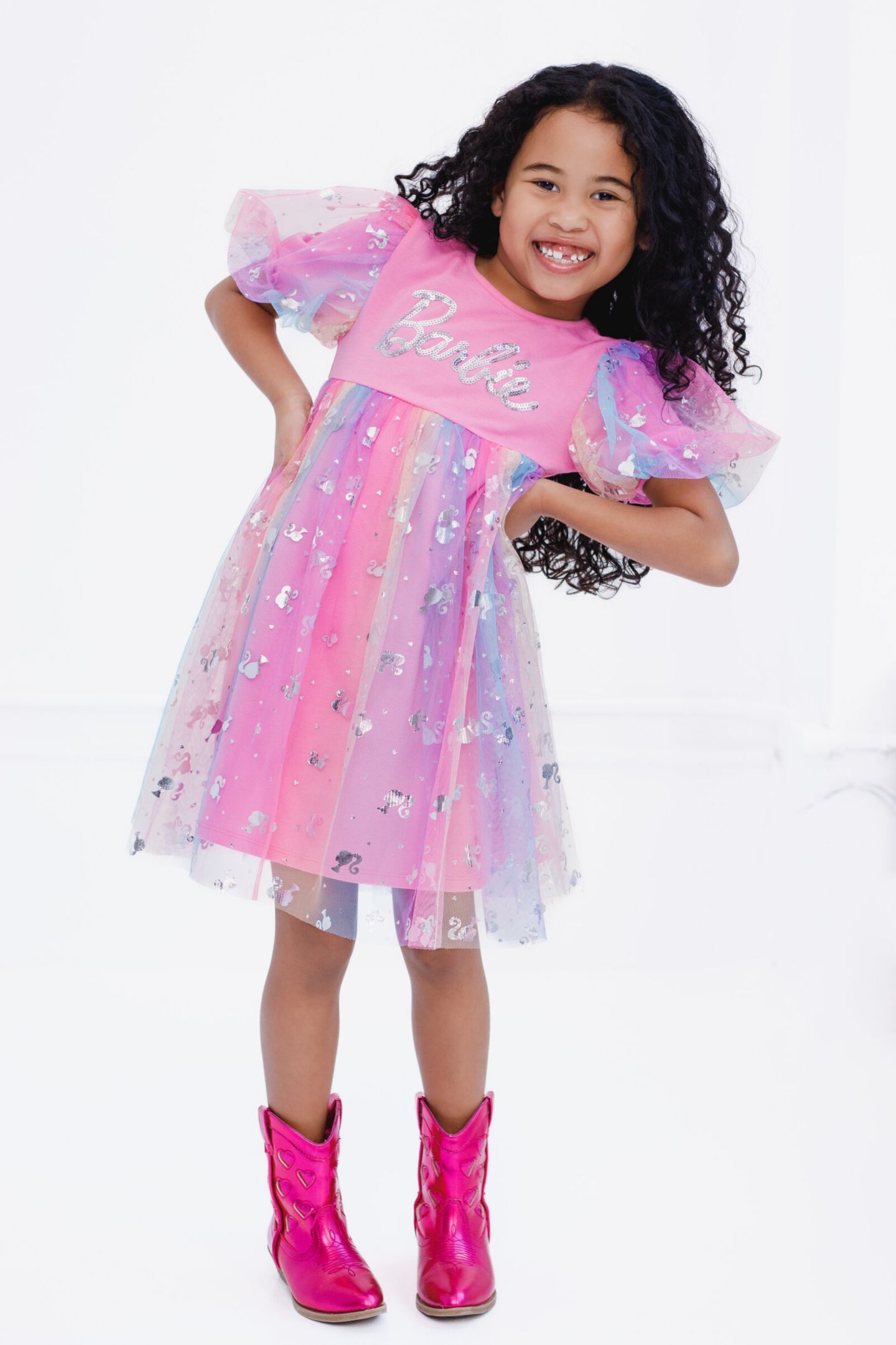 Платье Barbie Sequin Tutu Dress для девочек, цвет: Розовый — фото 6