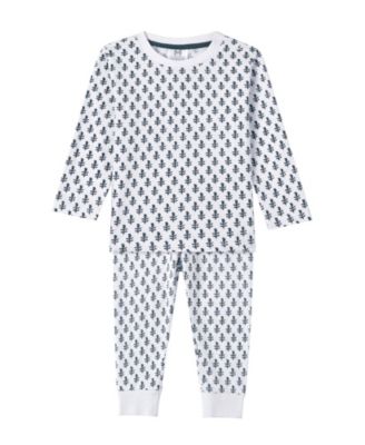 Little Boys Organic Cotton 2PC Pajama Set, Fort (Blue & White)
