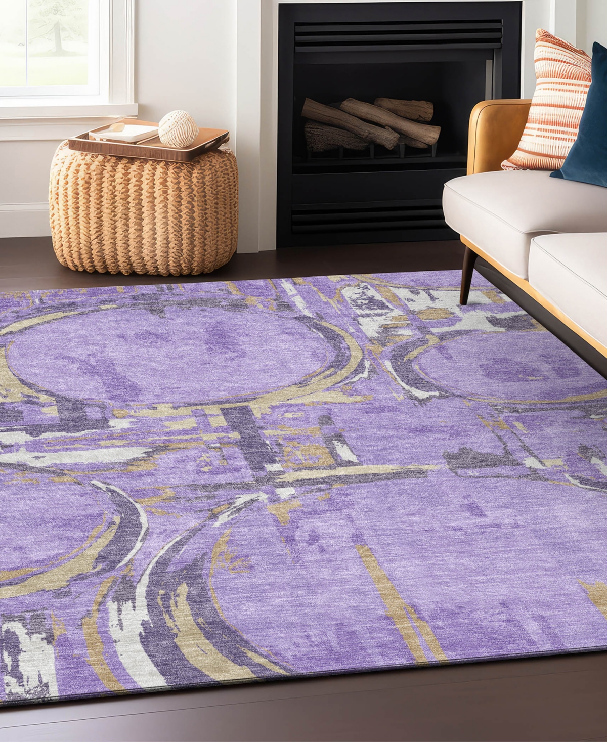 Addison Chantille Acn855 9'x12' Area Rug In Lavender
