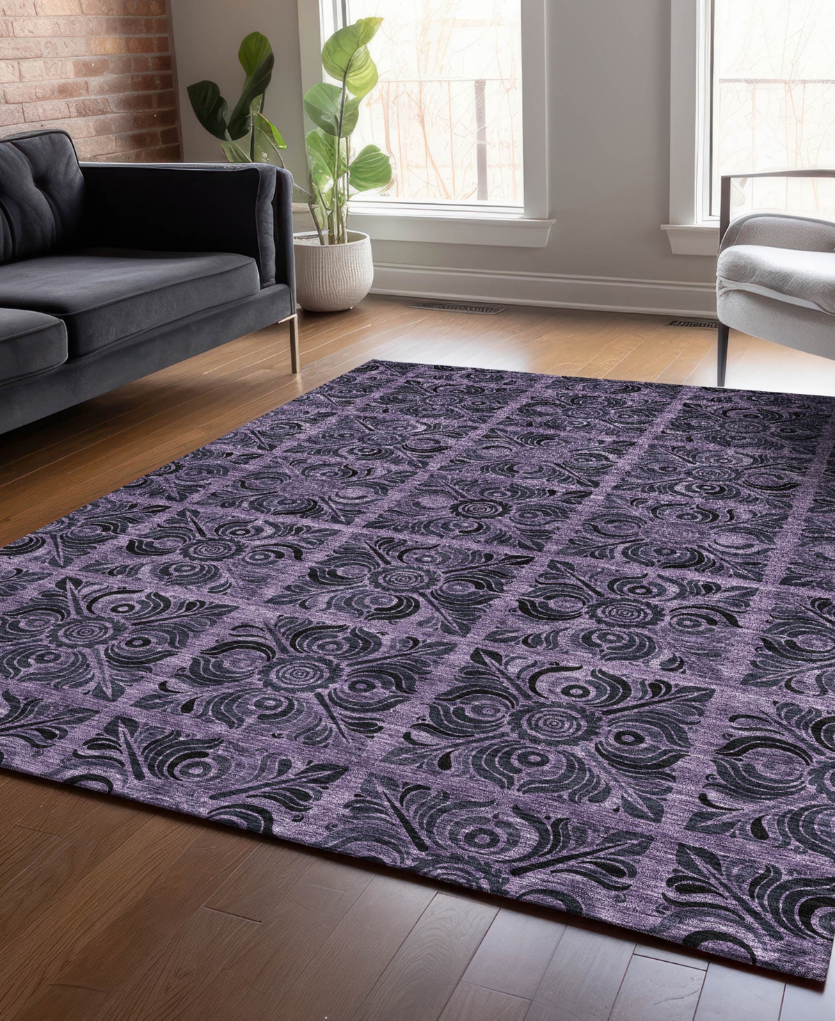 Addison Chantille Acn853 9'x12' Area Rug In Purple