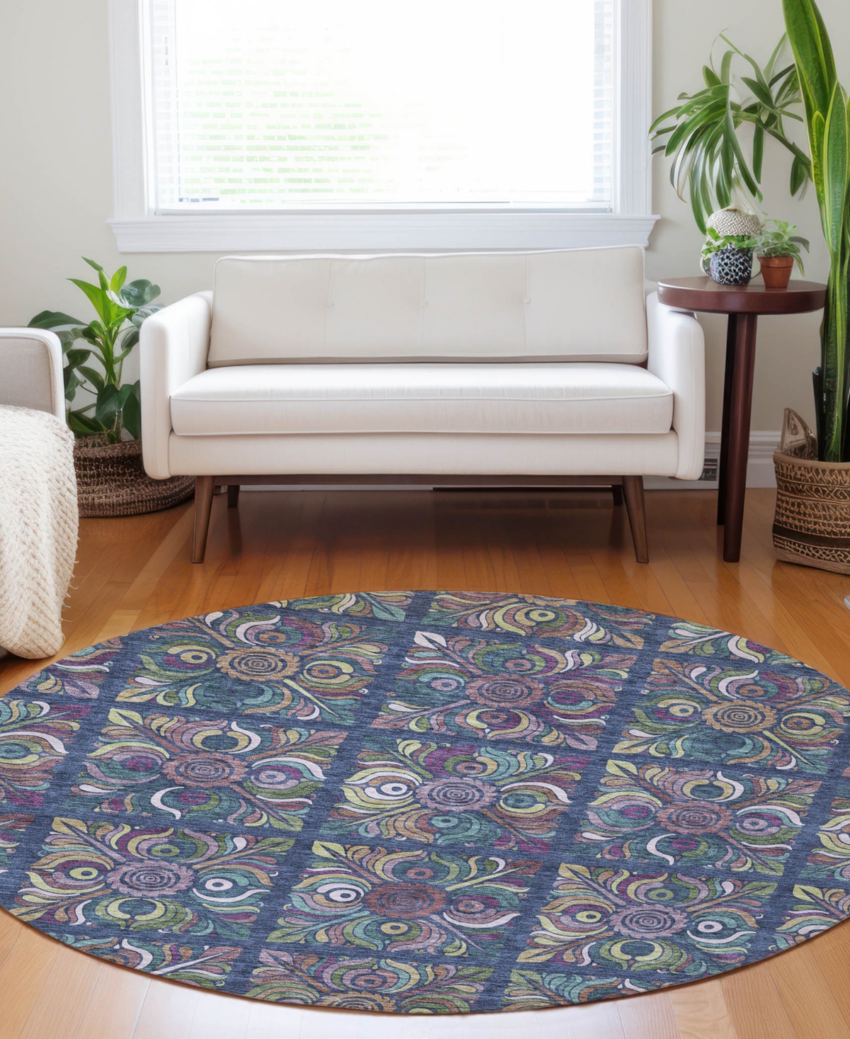 Addison Chantille Acn852 8'x8' Round Area Rug In Navy