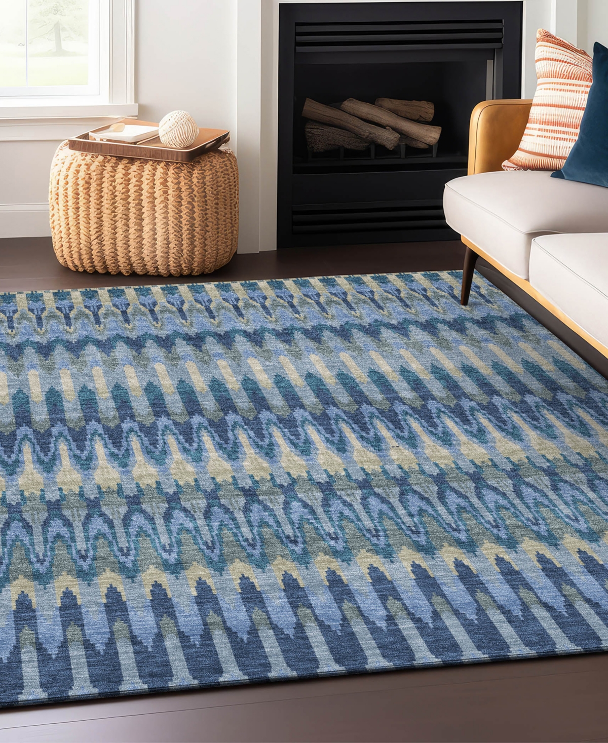 Addison Chantille Machine Washable Acn860 2'6"x3'10" Area Rug In Denim