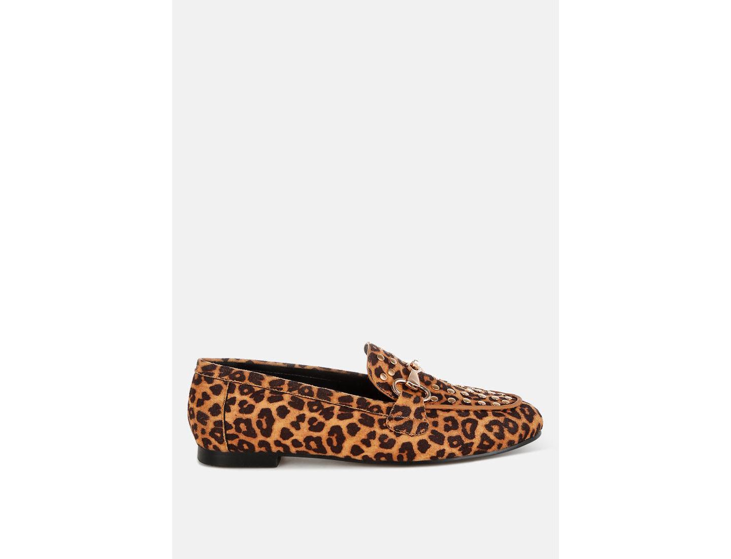 Женские туфли Rag & Co Meopa Horsebit and Studs Metallic Leopard Print, цвет: Коричневый — фото 1