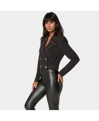 Women's Woven Twill Studded Double Breast Jacket