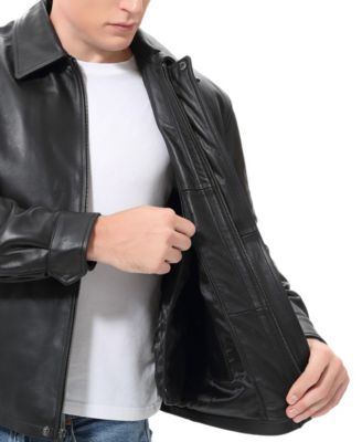 Men Ryan Zip Front Leather Jacket - Tall