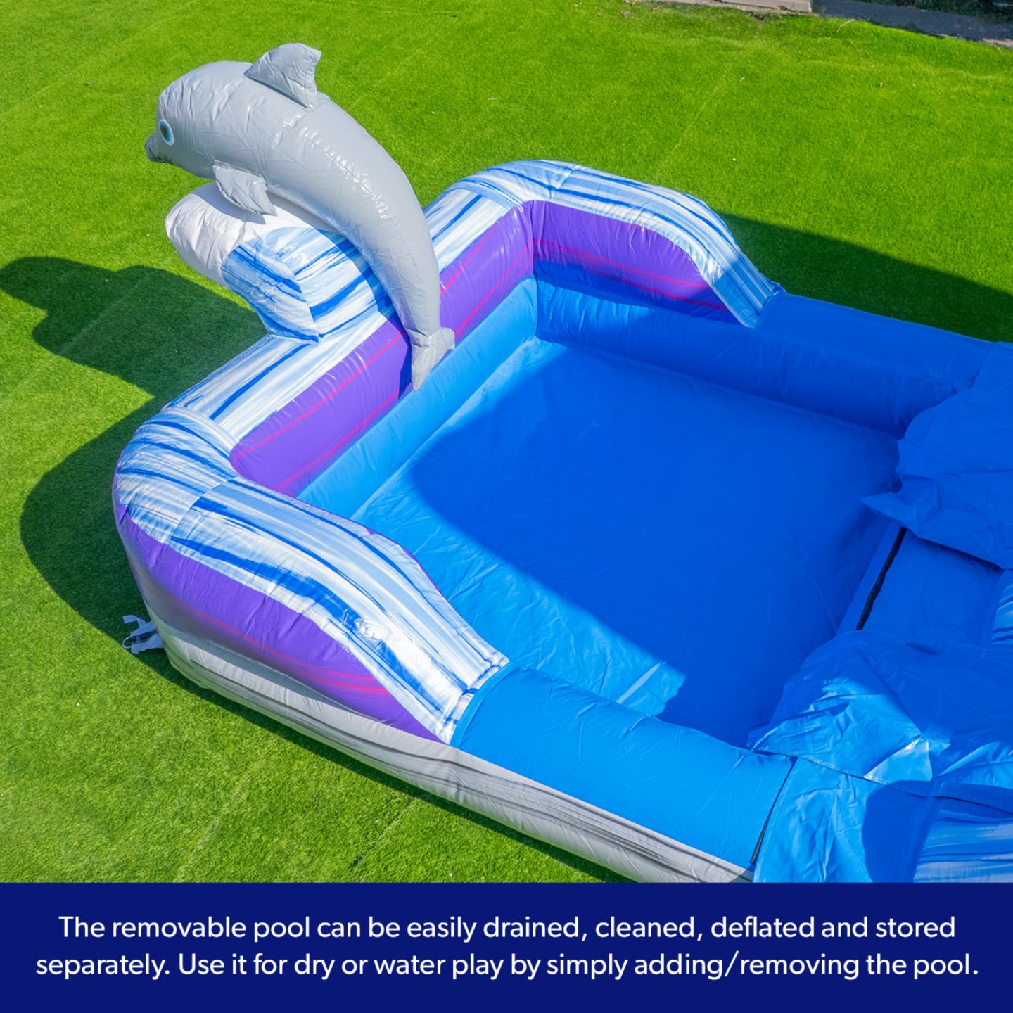 Детская игрушка HERO Kiddo Dolphin 16-Foot Vinyl Inflatable Water Slide with Detachable Pool, 175 lbs Max, Ages 3+ — фото 4