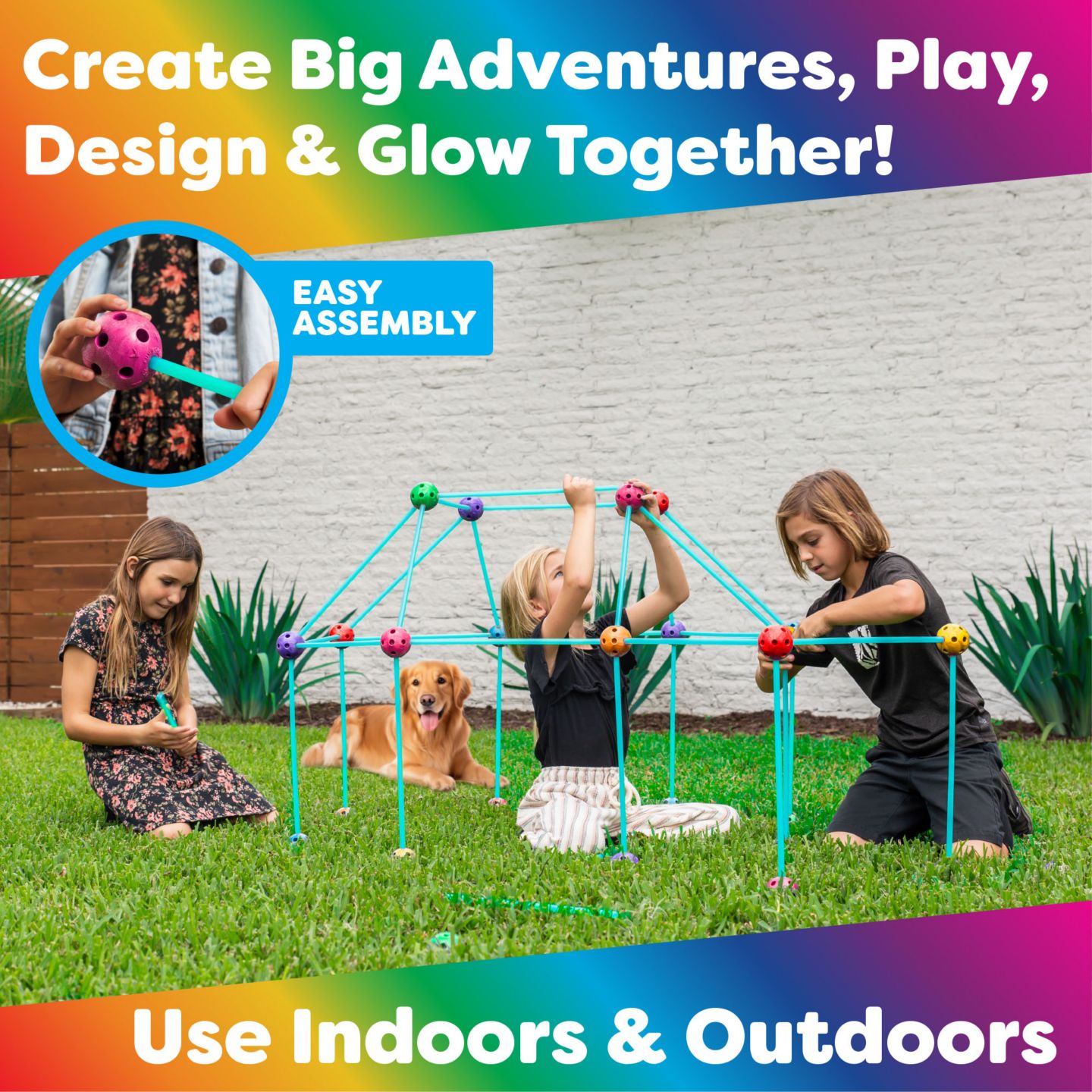 Детский конструктор Power Your Fun Glow in the Dark Rainbow Fun Forts 90-Piece Building Set, Ages 4+ — фото 5