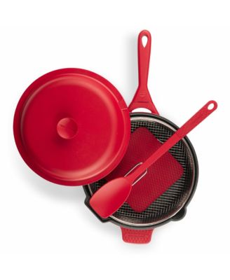 Zuka Everyday Pan 3.25 Qt. Ceramic 10 in 1 Nonstick Multi-Functional Saute Pan with Lid, Nylon Spoon, & Steamer Basket