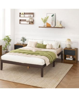 Nightstand with Drawer and Open Shelf for Bedside Storage in Bedroom or Guest Room