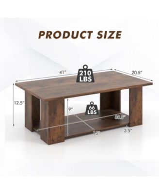 Large 2-Tier Modern Coffee Table with Storage Shelf for Living Room
