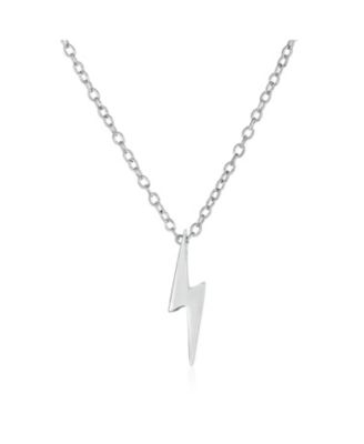 Minimalist Lightning Bolt Pendant Necklace and Stud Earrings Set Sterling Silver